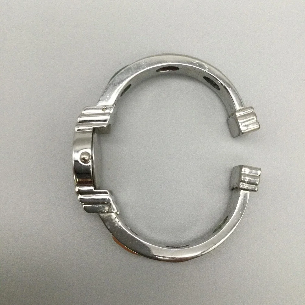 Vivani Womens Watch 21mm White Dial Silver Tone Bangle Cabochon Band New Battery